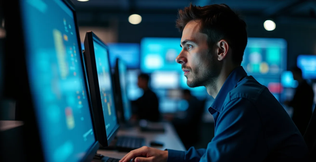 Moderne Sicherheitszentrale mit GPS-Tracking-Überwachung für Transportfahrzeuge